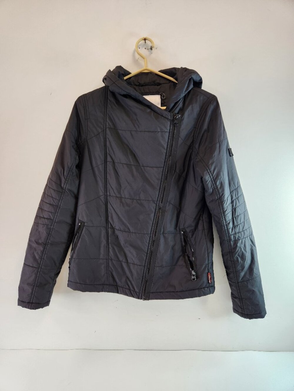 Bench Black Polyester Diagonal Zipper Polyester Jacket Women's Medium